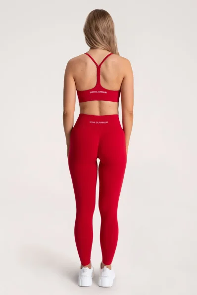 Gym Glamour Leggings Second Skin push up Rosso 2