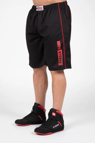 Gorilla Wear pantaloncini da uomo Wallace Mesh – nero / rosso