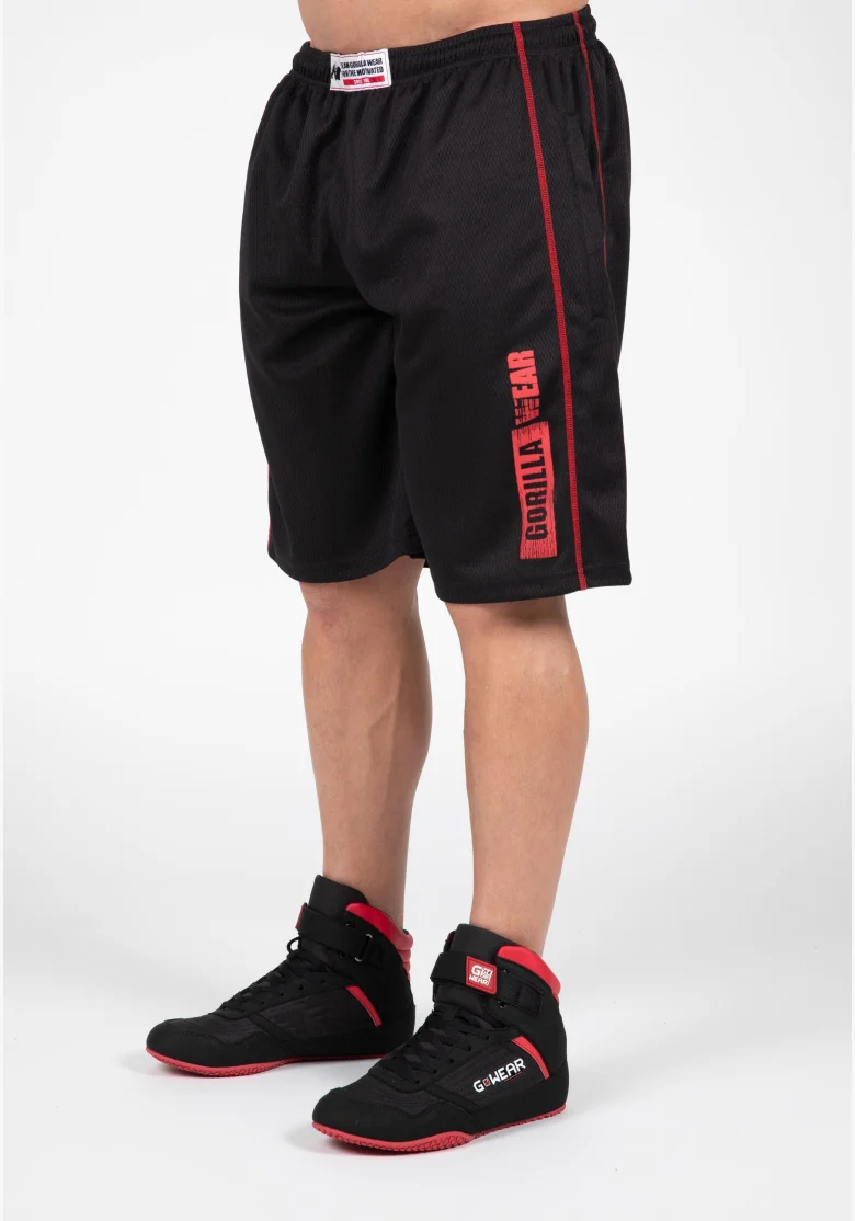 Gorilla Wear pantaloncini da uomo Wallace Mesh – nero / rosso