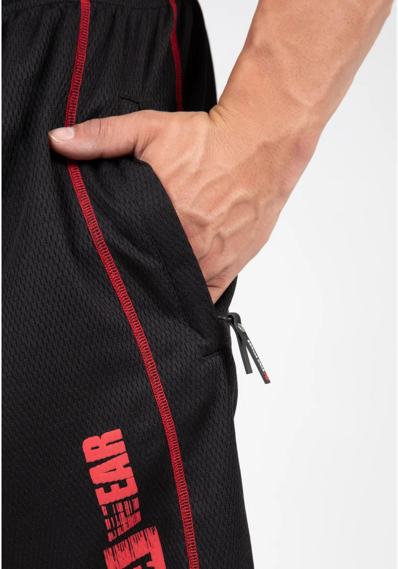 Gorilla Wear pantaloncini da uomo Wallace Mesh – nero / rosso
