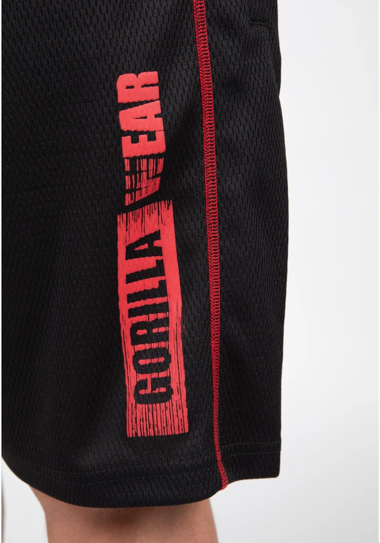Gorilla Wear pantaloncini da uomo Wallace Mesh – nero / rosso