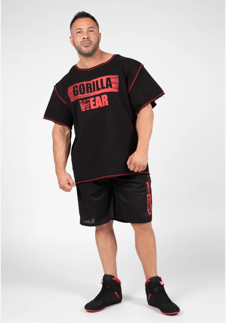 Gorilla Wear pantaloncini da uomo Wallace Mesh – nero / rosso