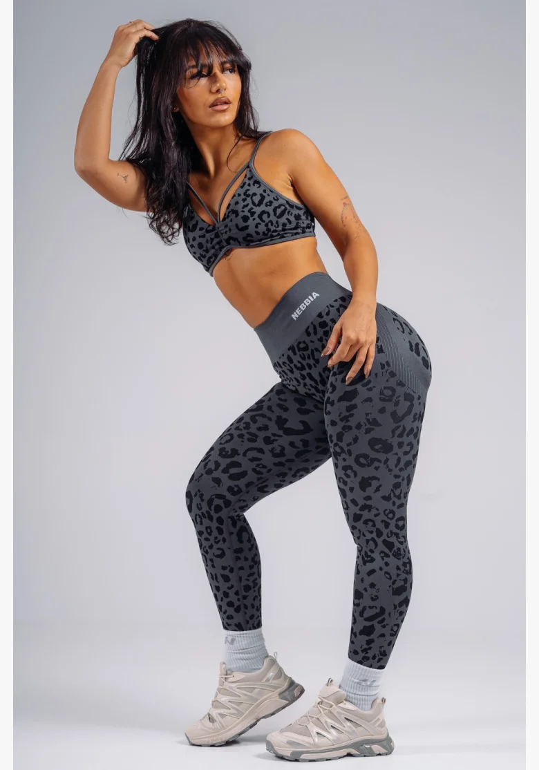NEBBIA Leggings push-up compressivi con motivo leopardato PRIMAL nere