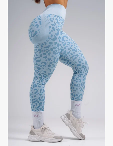 NEBBIA Leggings push-up compressivi con motivo leopardato PRIMAL blu