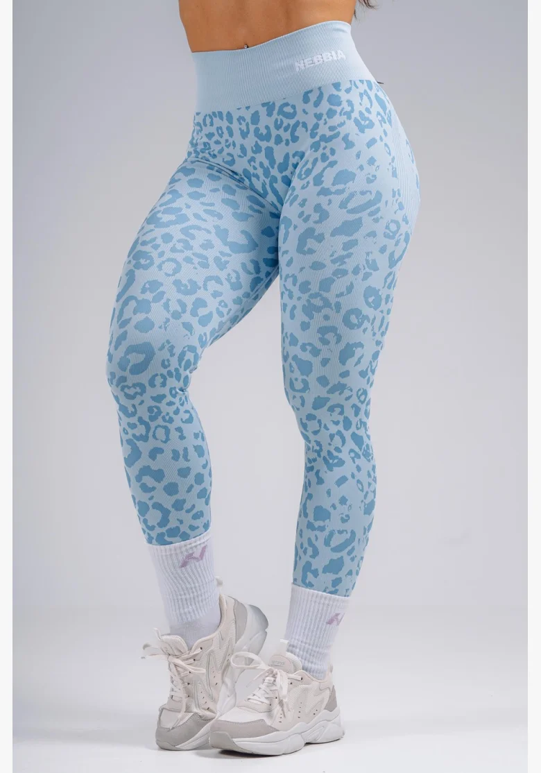 NEBBIA Leggings push-up compressivi con motivo leopardato PRIMAL blu