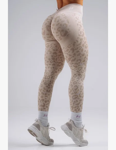 NEBBIA Leggings push-up compressivi con motivo leopardato PRIMAL crema