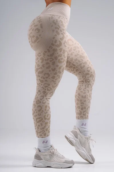 NEBBIA Leggings push-up compressivi con motivo leopardato PRIMAL crema 2