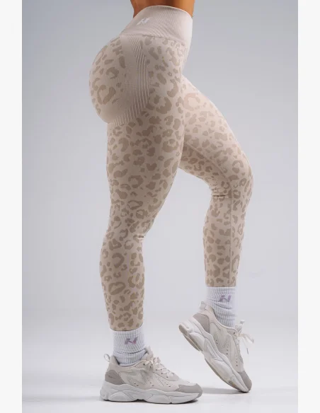 NEBBIA Leggings push-up compressivi con motivo leopardato PRIMAL crema