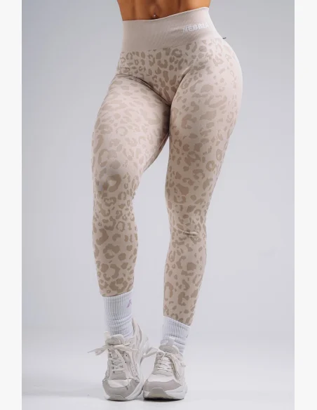 NEBBIA Leggings push-up compressivi con motivo leopardato PRIMAL crema