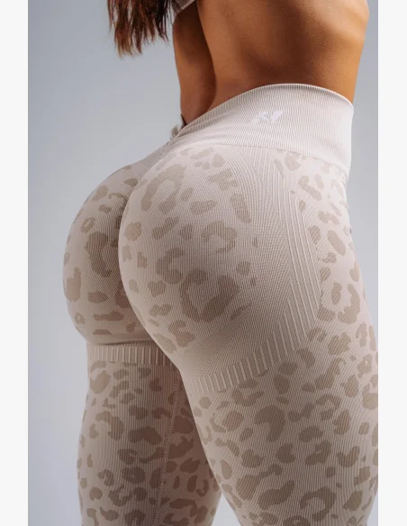 NEBBIA Leggings push-up compressivi con motivo leopardato PRIMAL crema