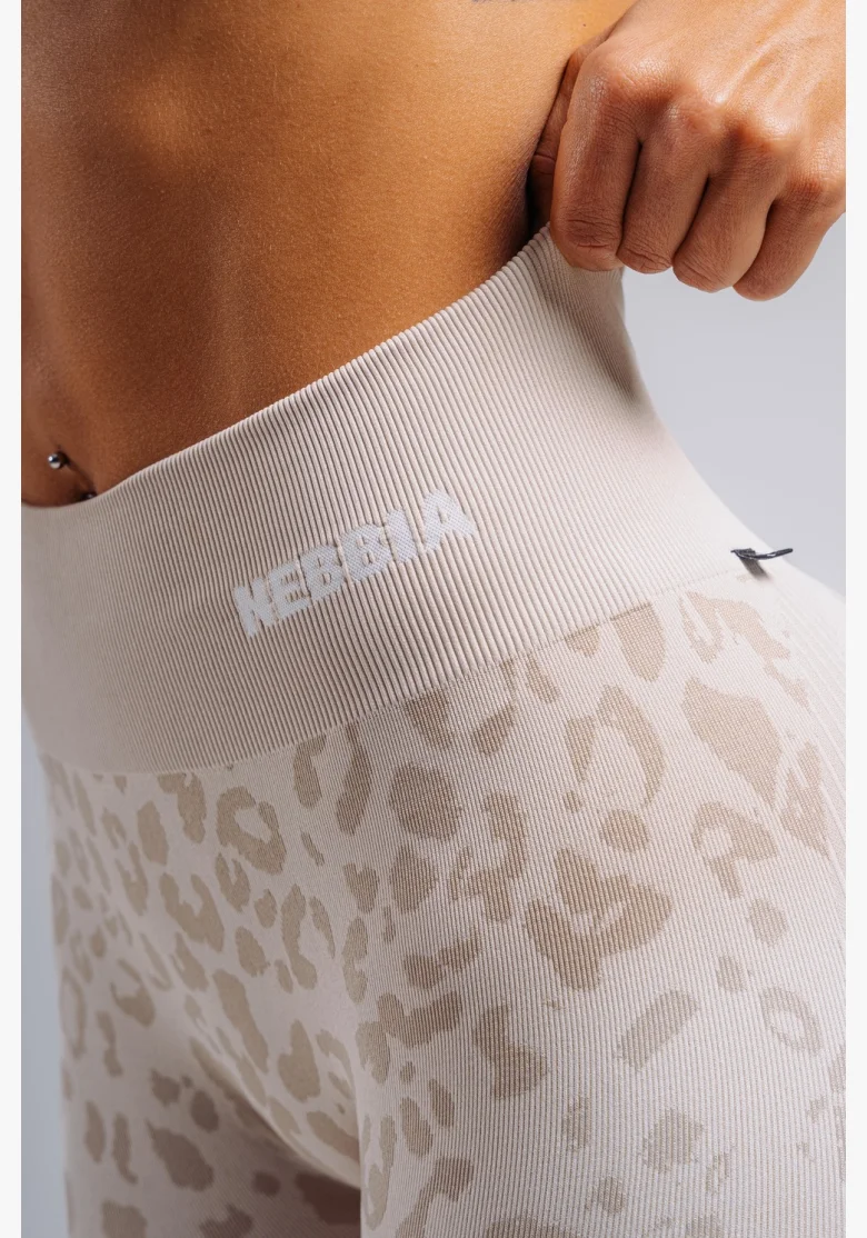 NEBBIA Leggings push-up compressivi con motivo leopardato PRIMAL crema