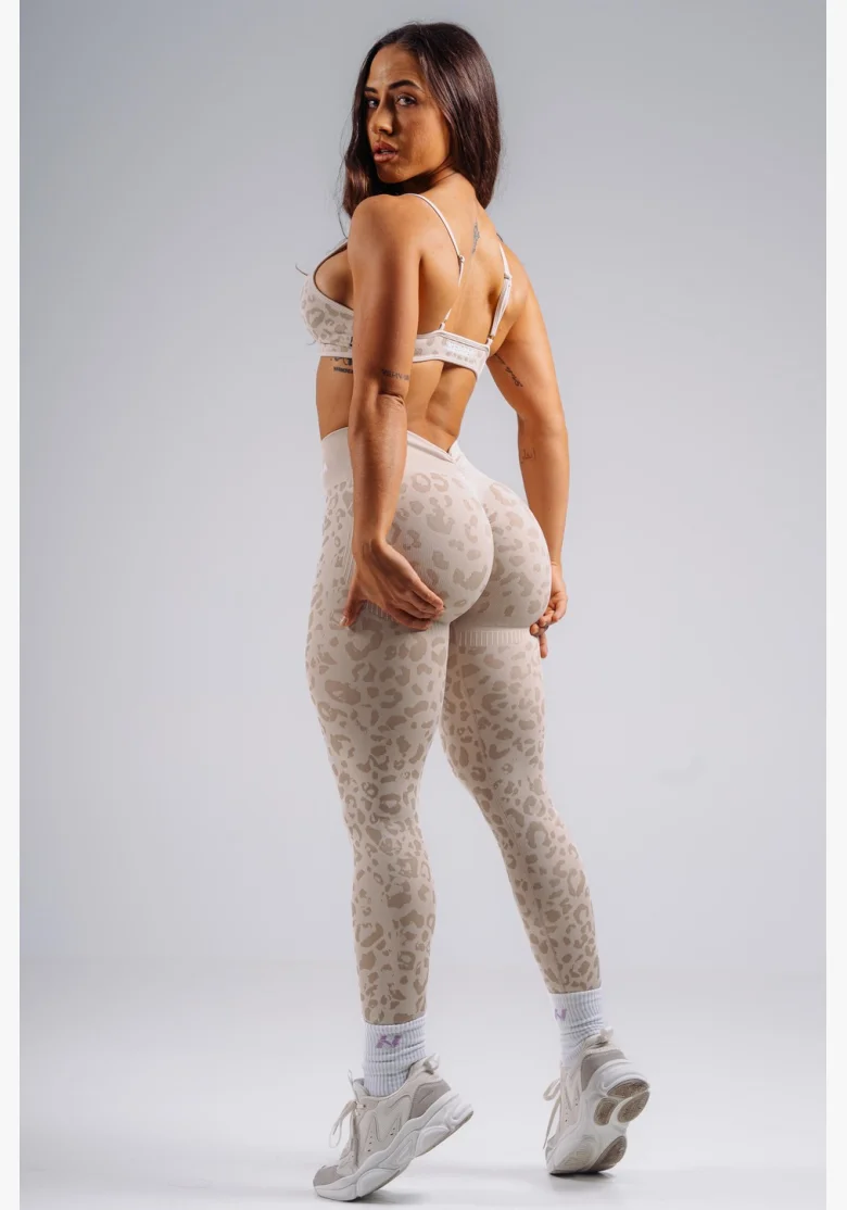NEBBIA Leggings push-up compressivi con motivo leopardato PRIMAL crema