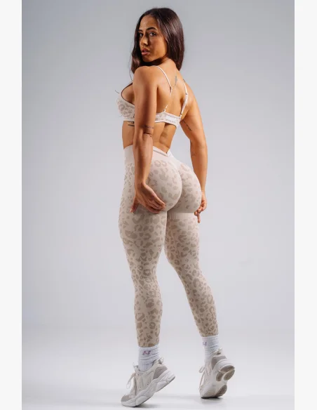 NEBBIA Leggings push-up compressivi con motivo leopardato PRIMAL crema