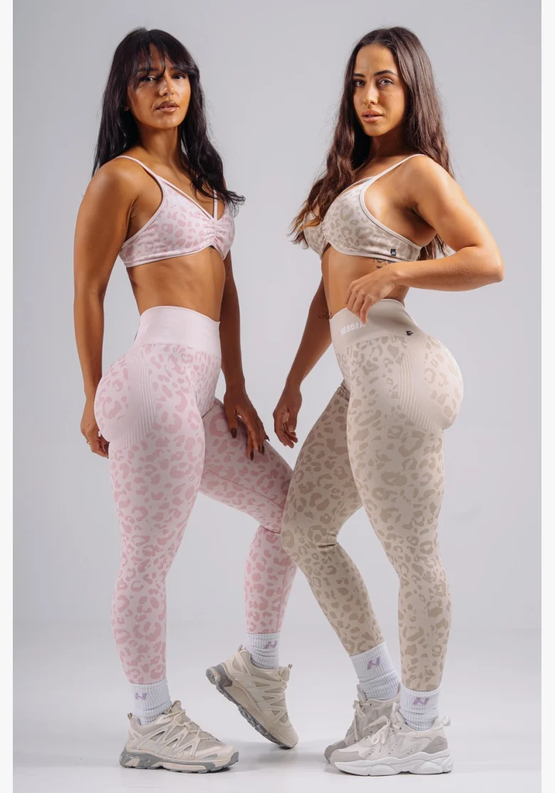 NEBBIA Leggings push-up compressivi con motivo leopardato PRIMAL crema