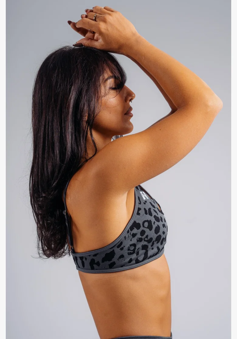 NEBBIA Reggiseno sportivo a sostegno medio con motivo leopardato PRIMAL nero