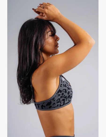 NEBBIA Reggiseno sportivo a sostegno medio con motivo leopardato PRIMAL nero