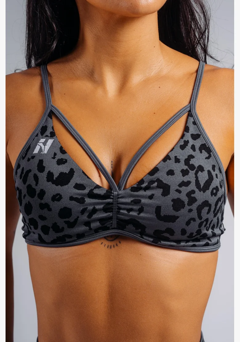 NEBBIA Reggiseno sportivo a sostegno medio con motivo leopardato PRIMAL nero