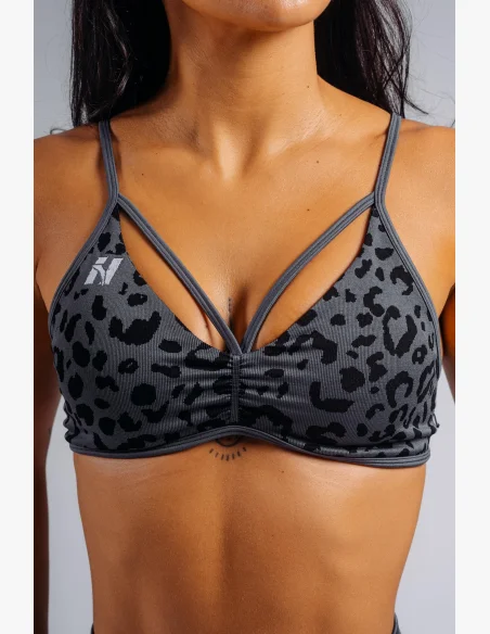 NEBBIA Reggiseno sportivo a sostegno medio con motivo leopardato PRIMAL nero