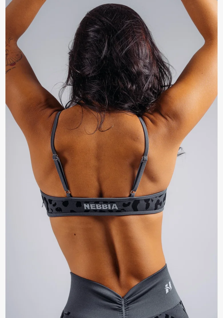 NEBBIA Reggiseno sportivo a sostegno medio con motivo leopardato PRIMAL nero