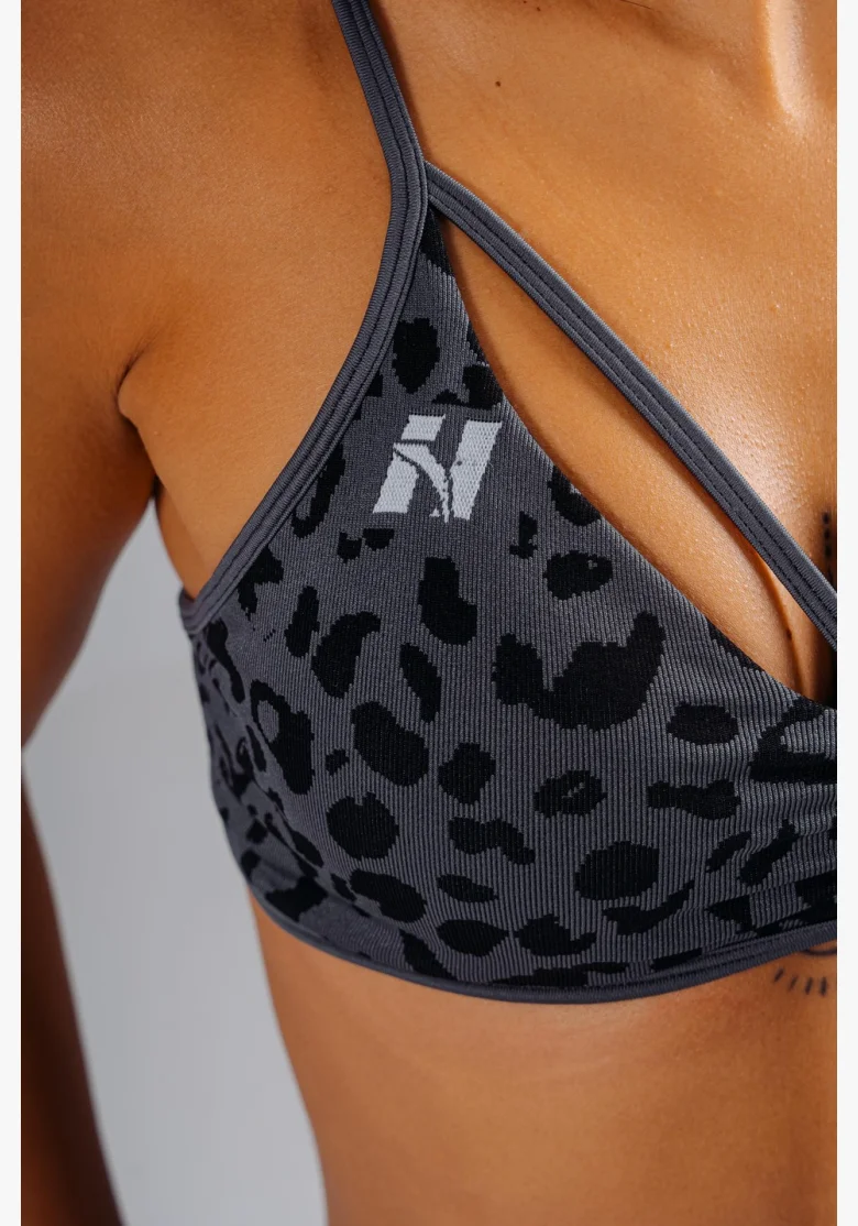 NEBBIA Reggiseno sportivo a sostegno medio con motivo leopardato PRIMAL nero