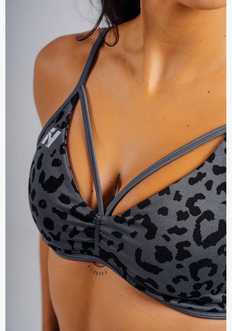 NEBBIA Reggiseno sportivo a sostegno medio con motivo leopardato PRIMAL nero