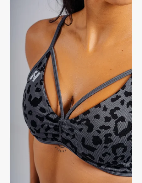 NEBBIA Reggiseno sportivo a sostegno medio con motivo leopardato PRIMAL nero