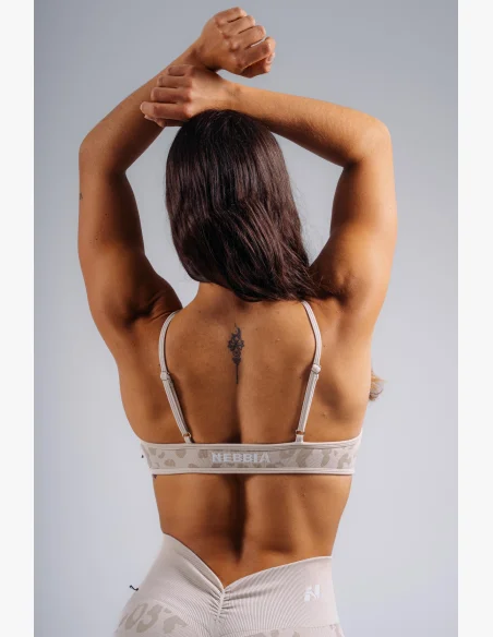 NEBBIA reggiseno sportivo a sostegno medio con motivo leopardato PRIMAL crema