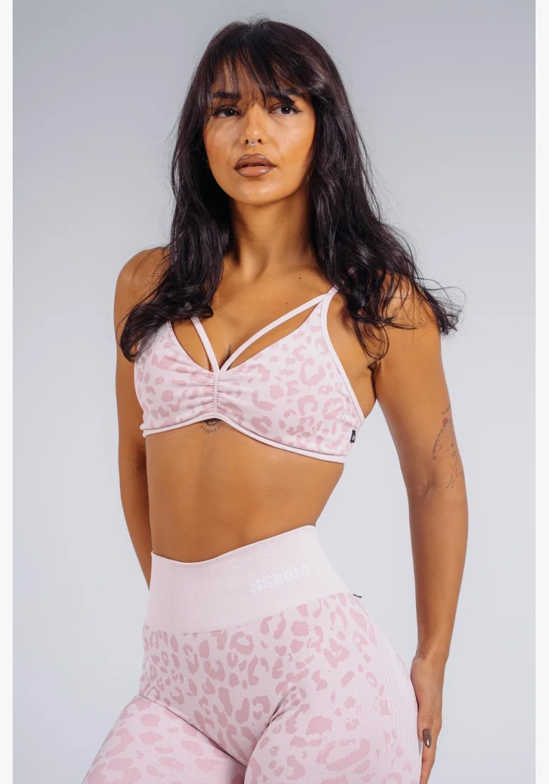NEBBIA reggiseno sportivo a sostegno medio con motivo leopardato PRIMAL rosa