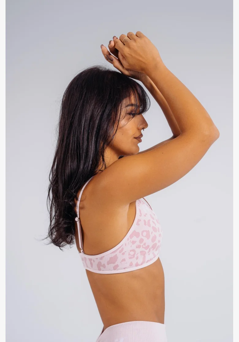NEBBIA reggiseno sportivo a sostegno medio con motivo leopardato PRIMAL rosa