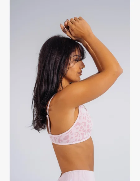 NEBBIA reggiseno sportivo a sostegno medio con motivo leopardato PRIMAL rosa