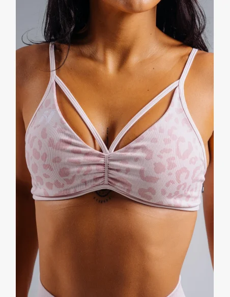 NEBBIA reggiseno sportivo a sostegno medio con motivo leopardato PRIMAL rosa