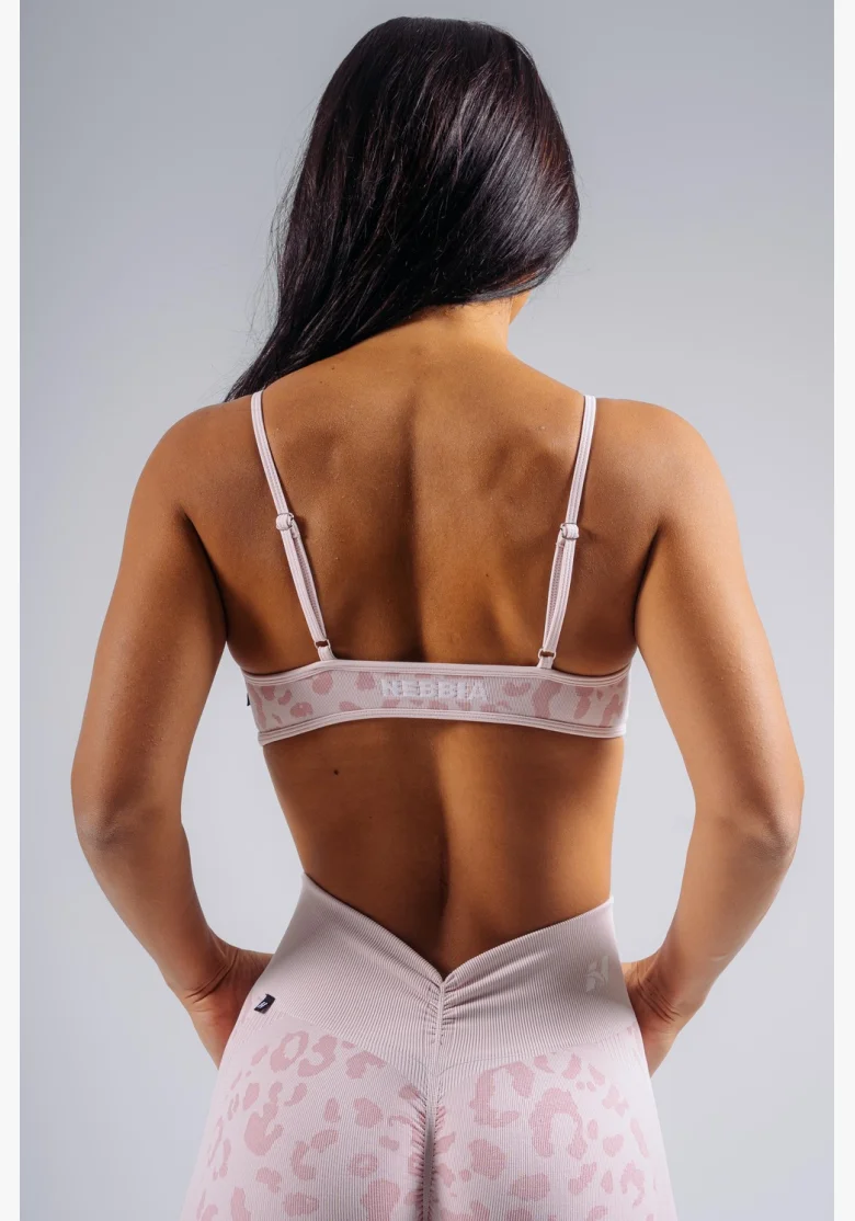 NEBBIA reggiseno sportivo a sostegno medio con motivo leopardato PRIMAL rosa