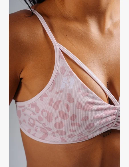 NEBBIA reggiseno sportivo a sostegno medio con motivo leopardato PRIMAL rosa