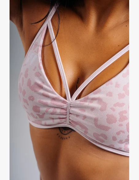 NEBBIA reggiseno sportivo a sostegno medio con motivo leopardato PRIMAL rosa