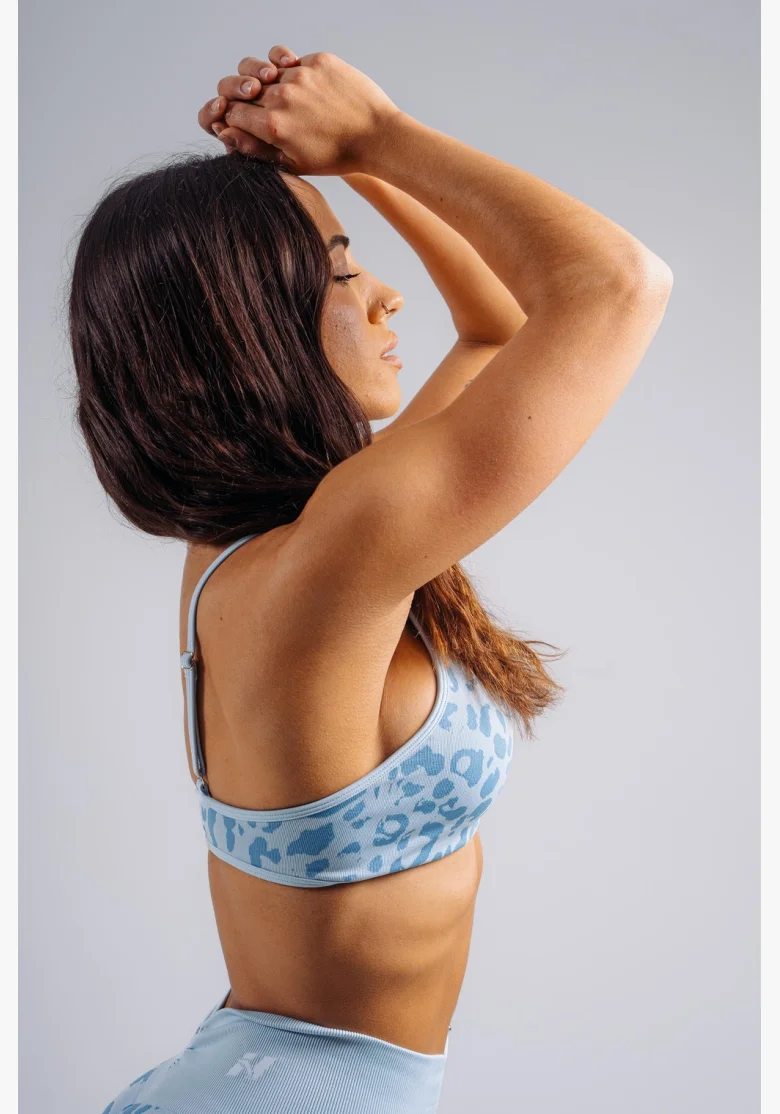 NEBBIA reggiseno sportivo a sostegno medio con motivo leopardato PRIMAL blu