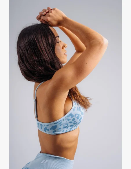 NEBBIA reggiseno sportivo a sostegno medio con motivo leopardato PRIMAL blu