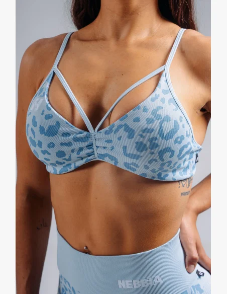 NEBBIA reggiseno sportivo a sostegno medio con motivo leopardato PRIMAL blu