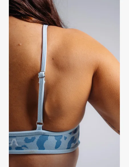 NEBBIA reggiseno sportivo a sostegno medio con motivo leopardato PRIMAL blu