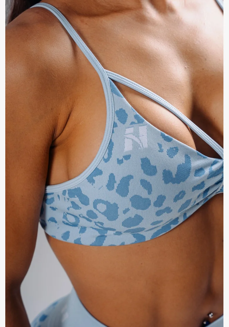 NEBBIA reggiseno sportivo a sostegno medio con motivo leopardato PRIMAL blu