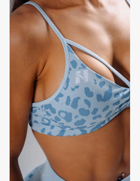 NEBBIA reggiseno sportivo a sostegno medio con motivo leopardato PRIMAL blu