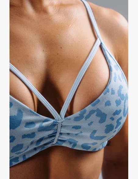NEBBIA reggiseno sportivo a sostegno medio con motivo leopardato PRIMAL blu