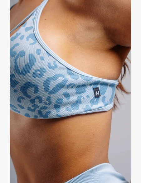 NEBBIA reggiseno sportivo a sostegno medio con motivo leopardato PRIMAL blu