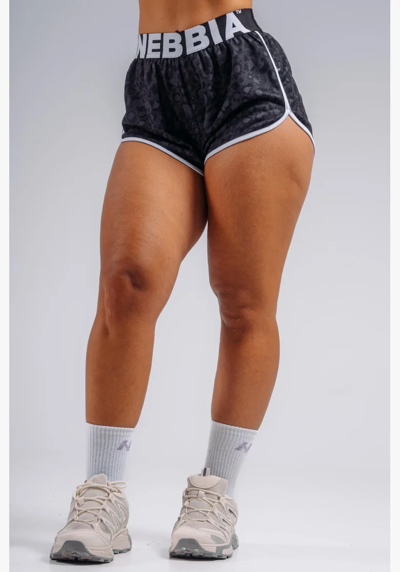 NEBBIA Pantaloncini da allenamento con motivo leopardato PRIMAL neri