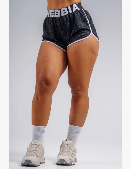 NEBBIA Pantaloncini da allenamento con motivo leopardato PRIMAL neri