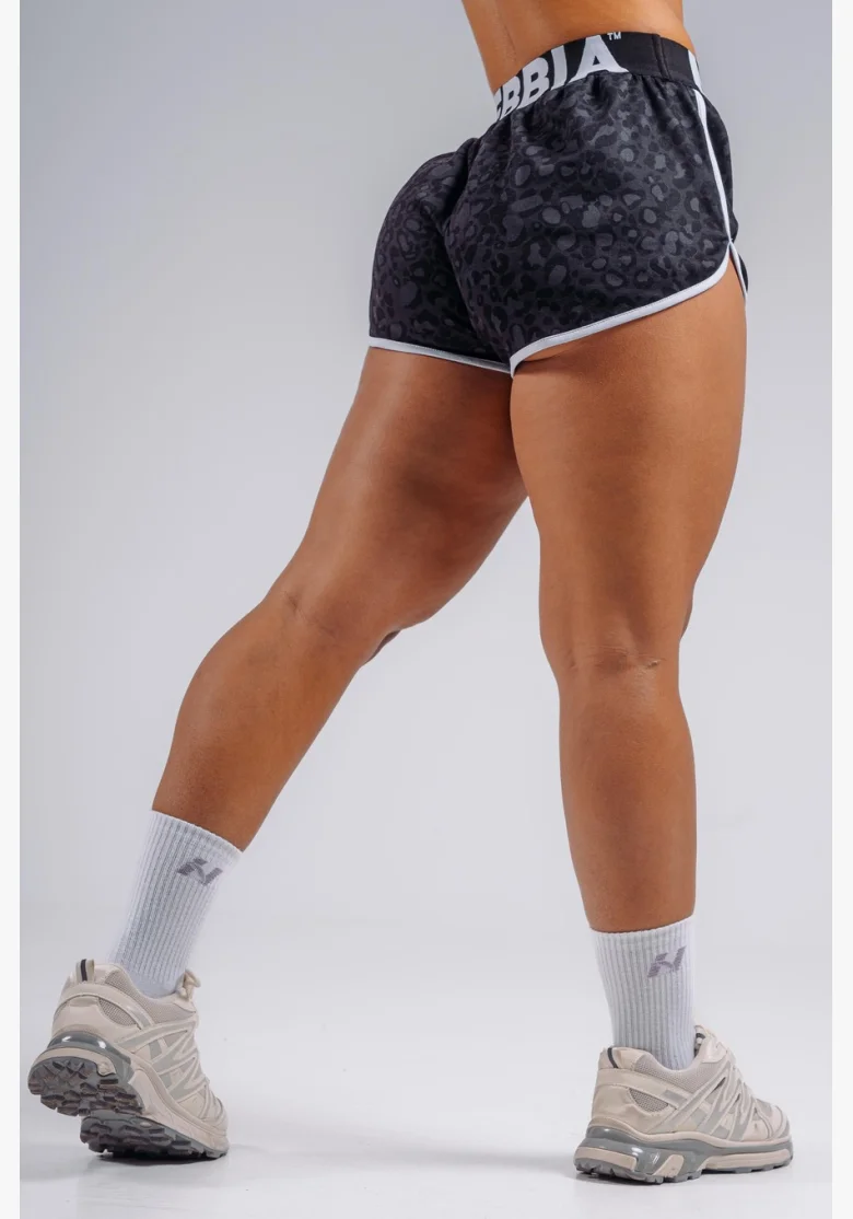 NEBBIA Pantaloncini da allenamento con motivo leopardato PRIMAL neri