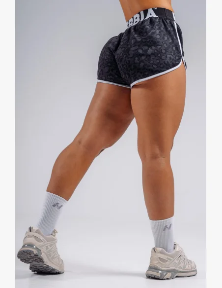 NEBBIA Pantaloncini da allenamento con motivo leopardato PRIMAL neri