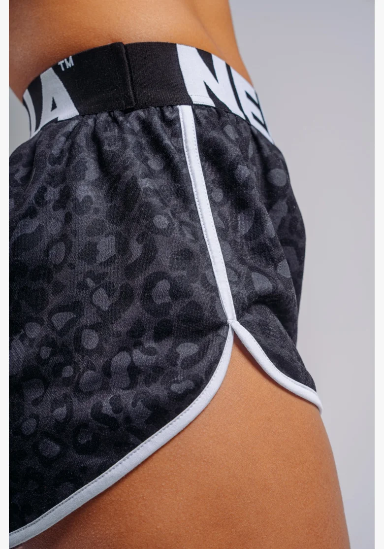 NEBBIA Pantaloncini da allenamento con motivo leopardato PRIMAL neri