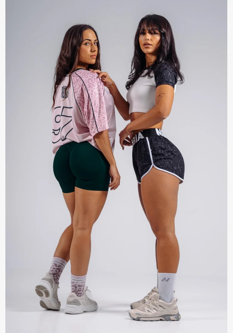 NEBBIA Pantaloncini da allenamento con motivo leopardato PRIMAL neri