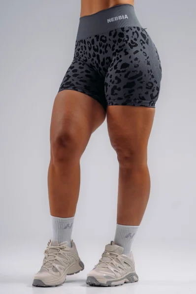 NEBBIA pantaloncini push-up compressivi con motivo leopardato PRIMAL neri 2