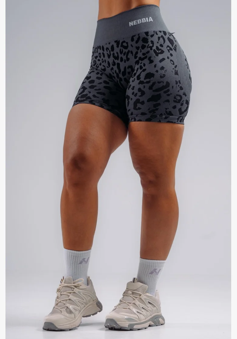 NEBBIA pantaloncini push-up compressivi con motivo leopardato PRIMAL neri